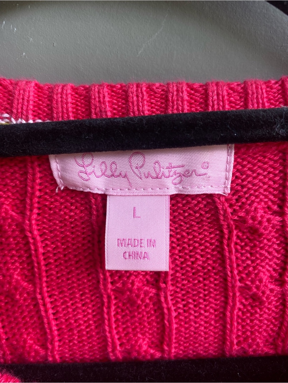 Lilly Pulitzer Women’s Cable Knit Crewneck Sweater - Pink Size L - Picture 9 of 12